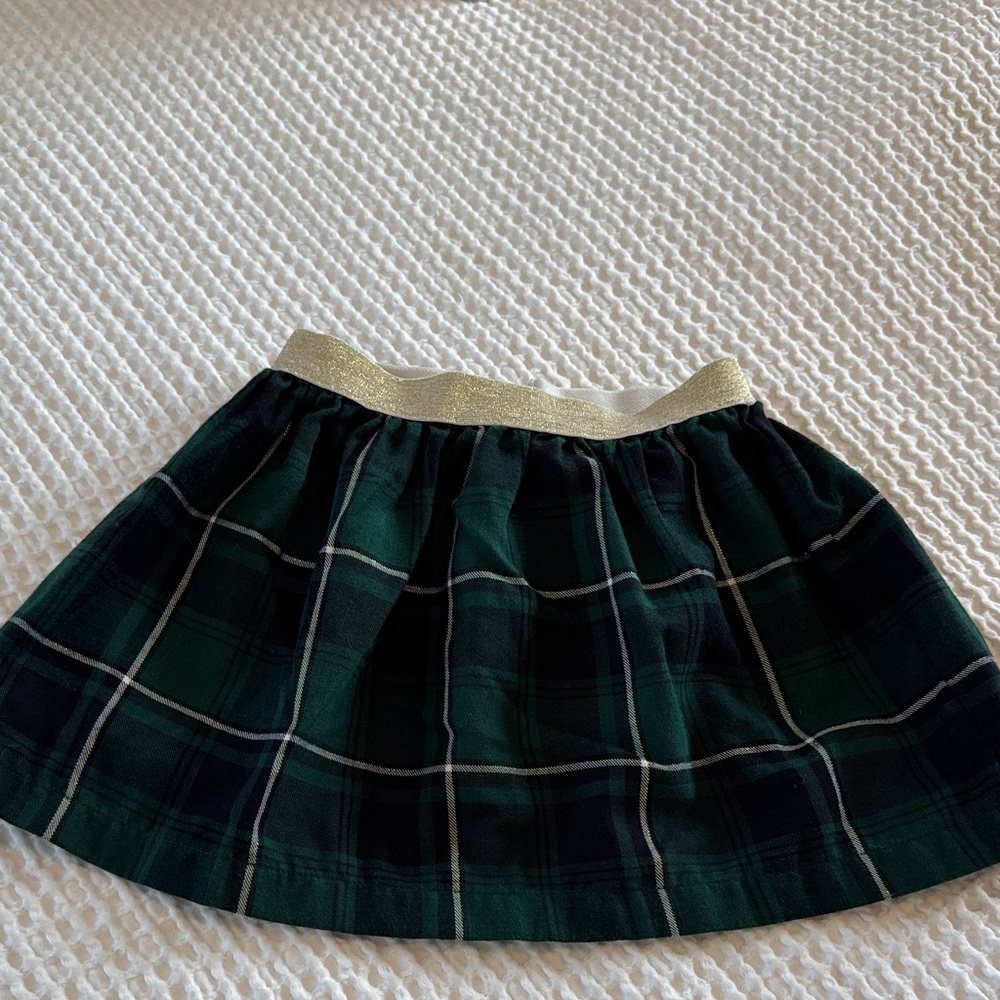Plaid skirt with sparkly gold waist band
